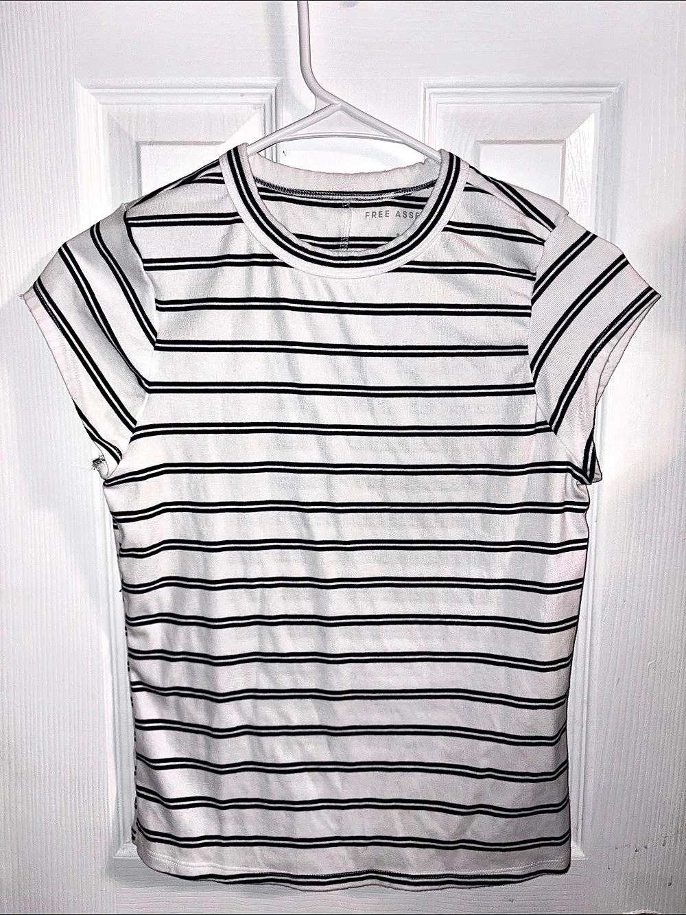 Free Assembly Striped Short Sleeve Tee in White & Black